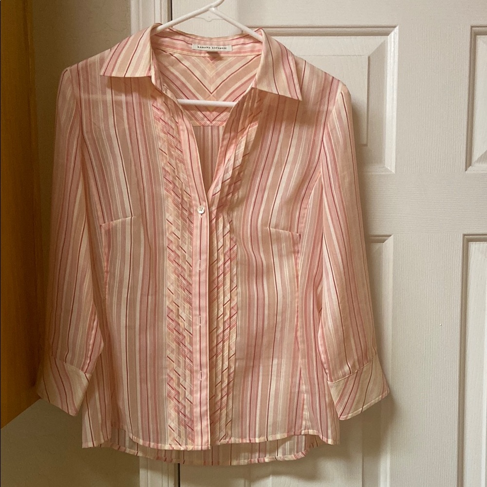 Banana Republic Pink Striped Blouse